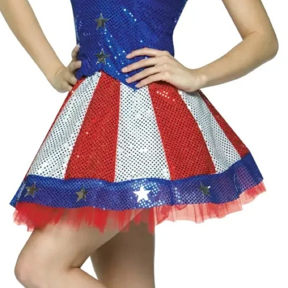 4th of July Aunt Samantha Metallic Sequin USA Patriotic Tutu Costume - Picture 2 of 7